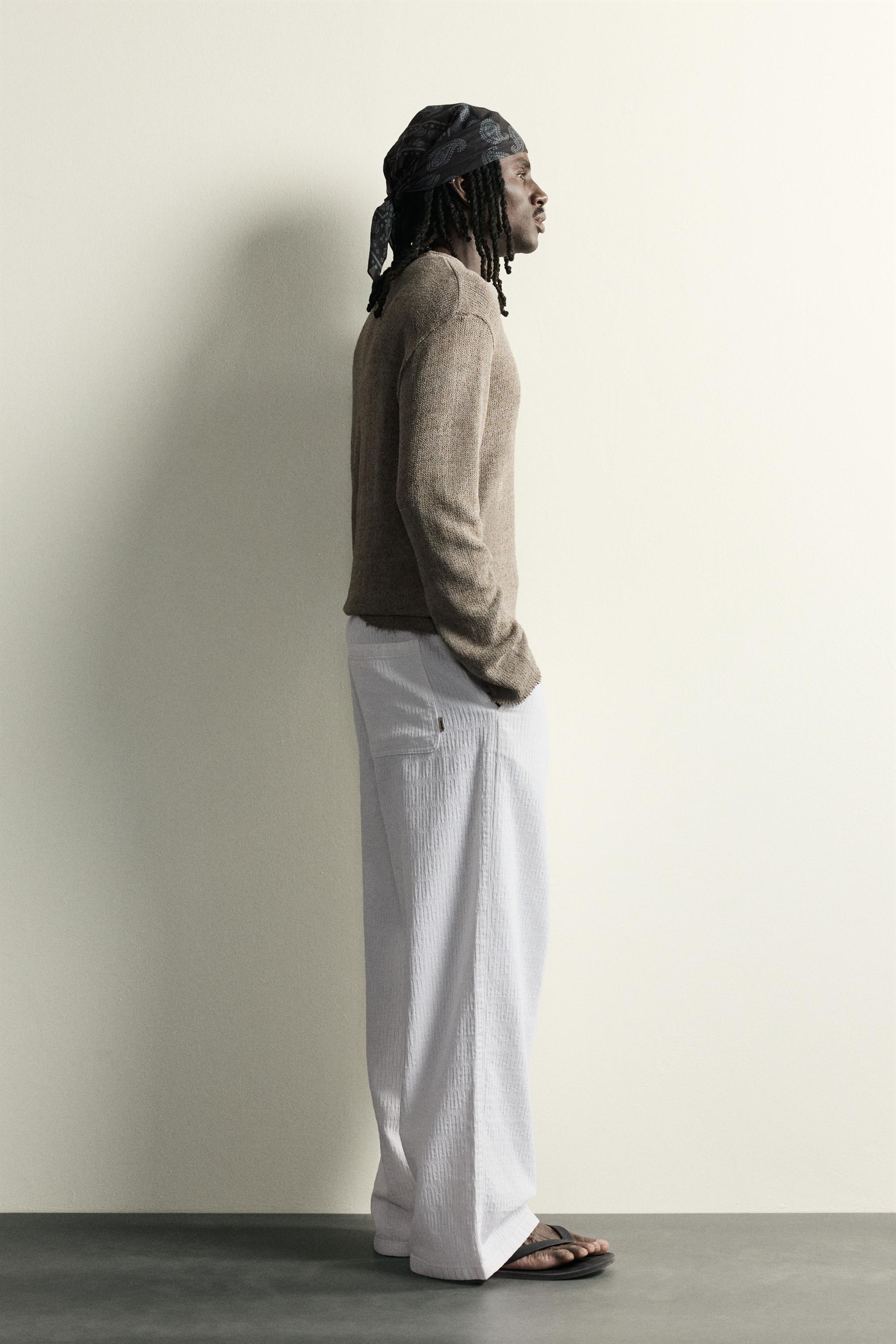 PANTALON COUPE DÉCONTRACTÉE JACQUARD DÉLAVÉ